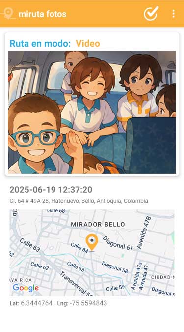 miRuta School - Notificaciones de llegada del transporte